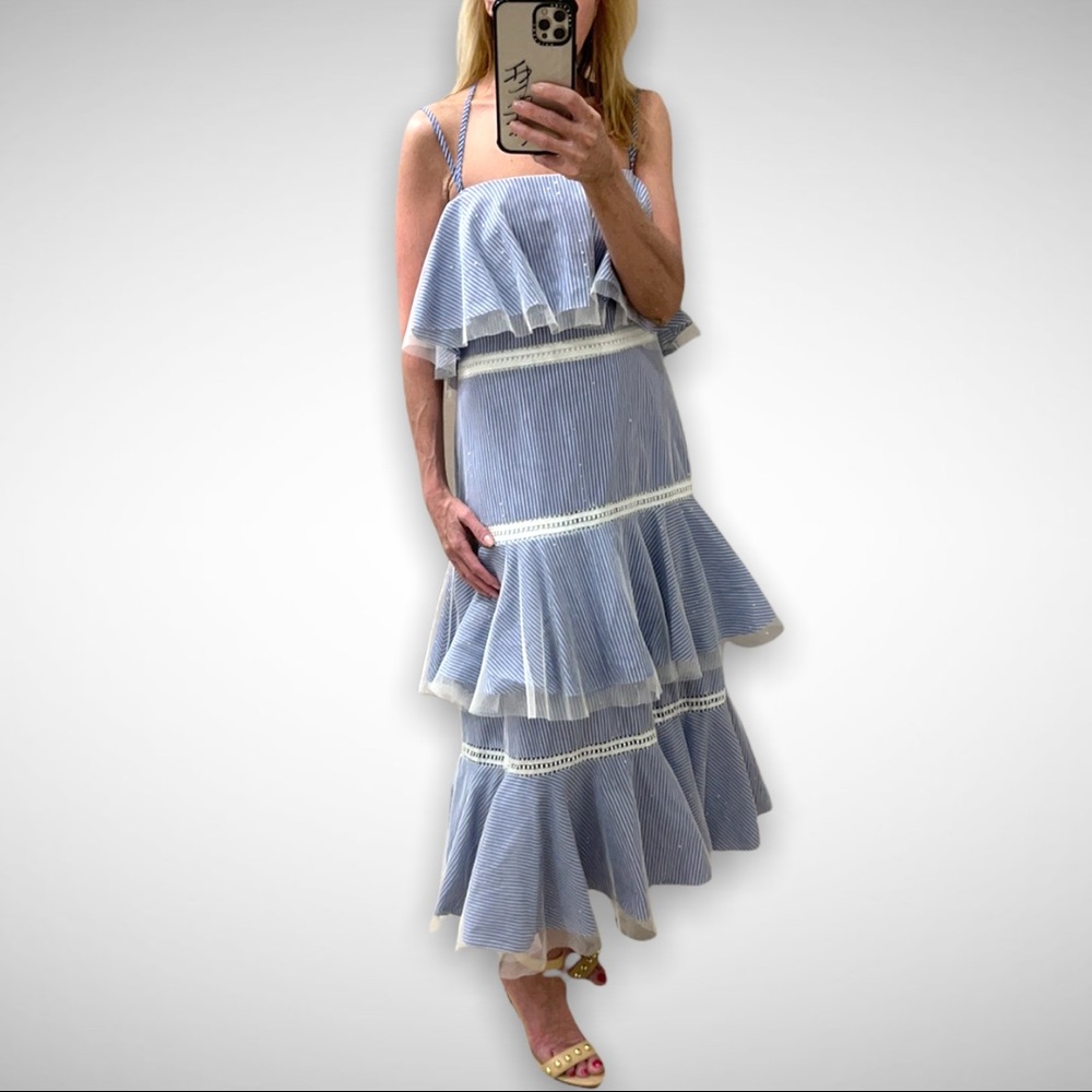 Prabal Gurung Blue and White Striped Dress - Picture 6 of 16